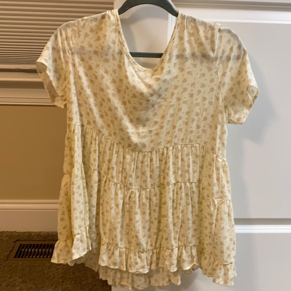 Cream floral ruffle tiered maternity top